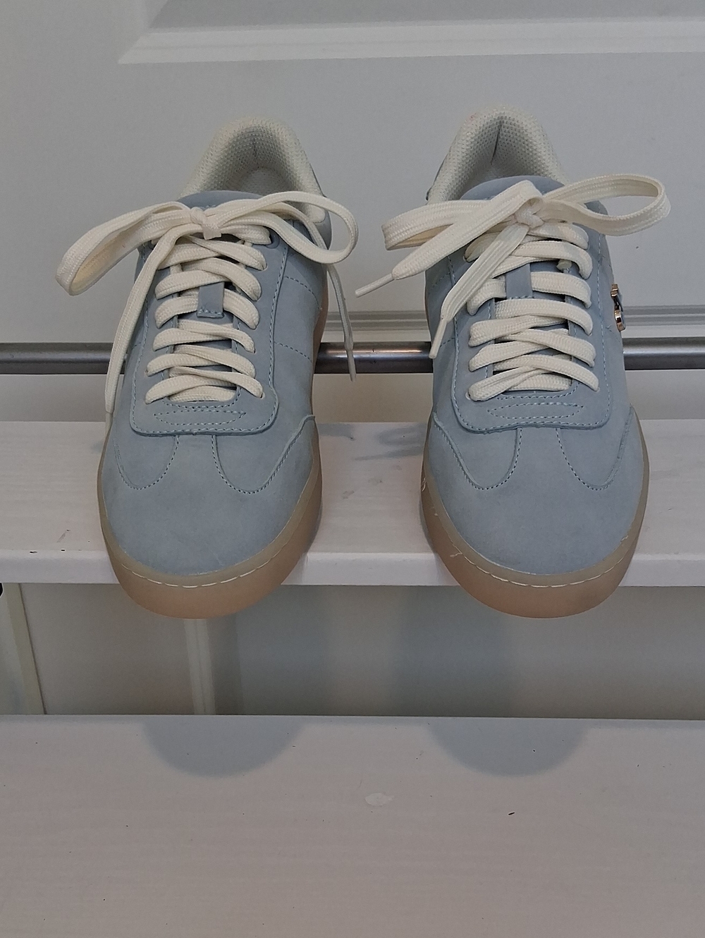 Calvin Klein Light Blue Low-Top Sneakers with Cream Laces